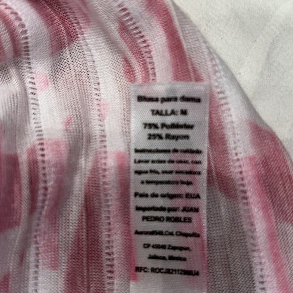 Women’s Before & Again pink & white sheer burnout V-neck top size medium - Picture 11 of 11